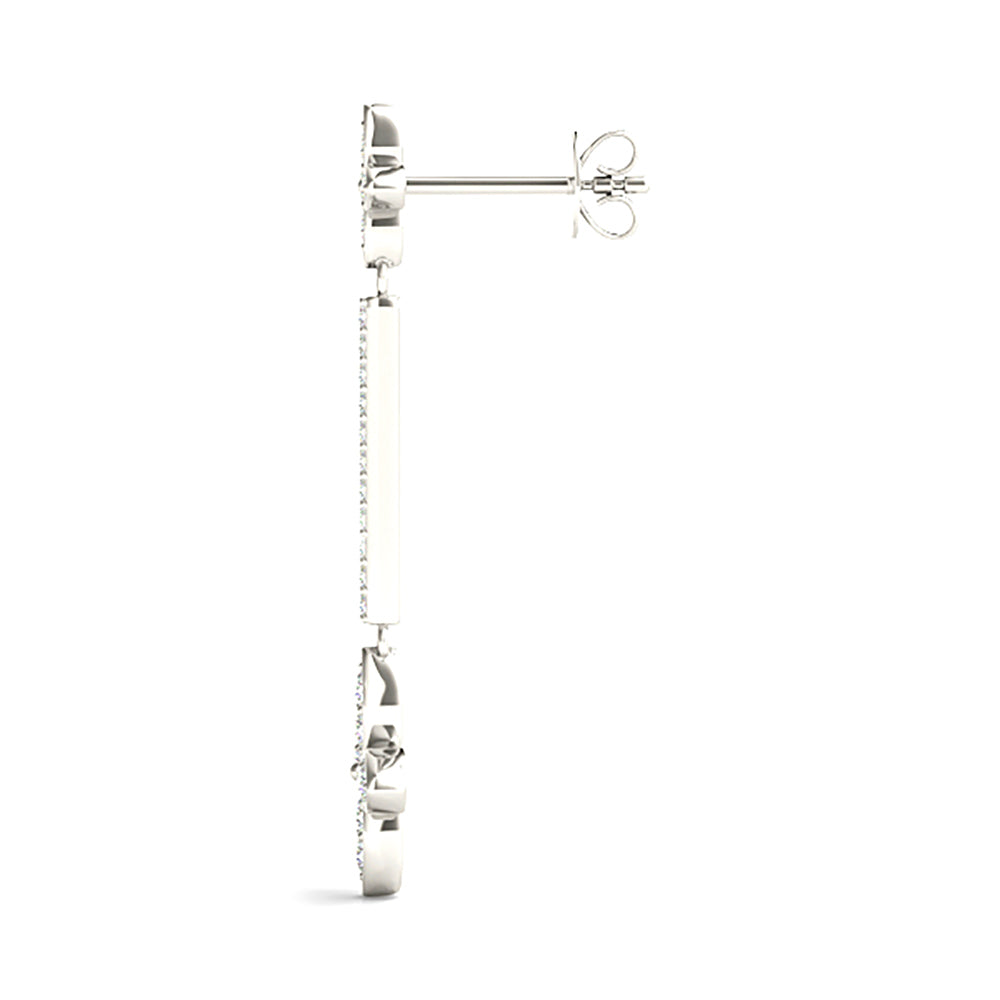 0.40 ctw Diamond Linear Drop Flower Earrings-VIRABYANI